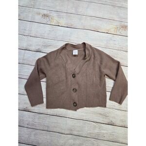 Wonder Nation Brown Cropped button Cardigan Sweater Girl's Size Small 6-6x‎
